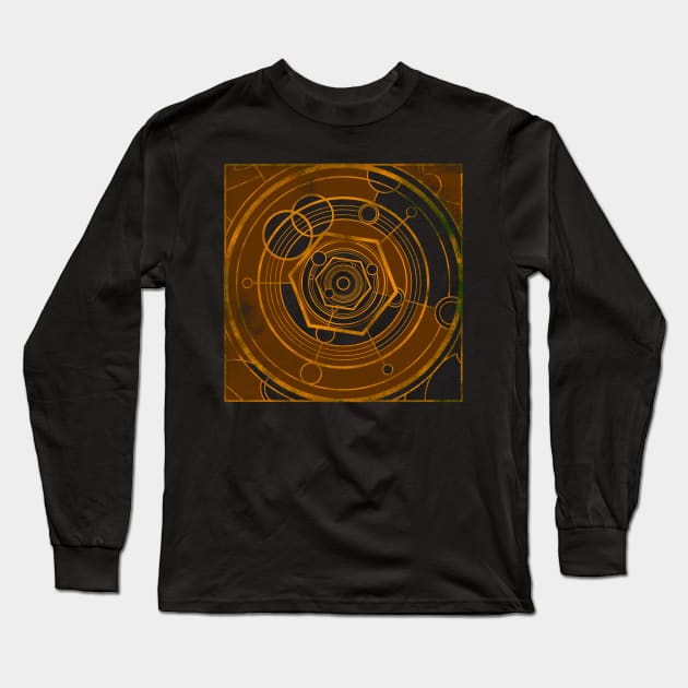 Weathered Clockwork - Orange (Gallifreyan inspired) Long Sleeve T-Shirt by Circulartz